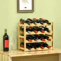 HOMCOM Weinregal aus Bambus für 16 Weinflaschen, 4 Regale, 43 cm x 23,5 cm x 38 cm Natur – Produktabbildung 2