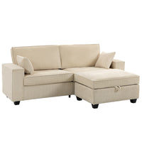 HOMCOM Ecksofa 216 cm 3-Sitzer L-Form Sofa mit Umkehrbarem Aufbwahrungshocker, Cord-Optik, Breiter – Produktabbildung 11
