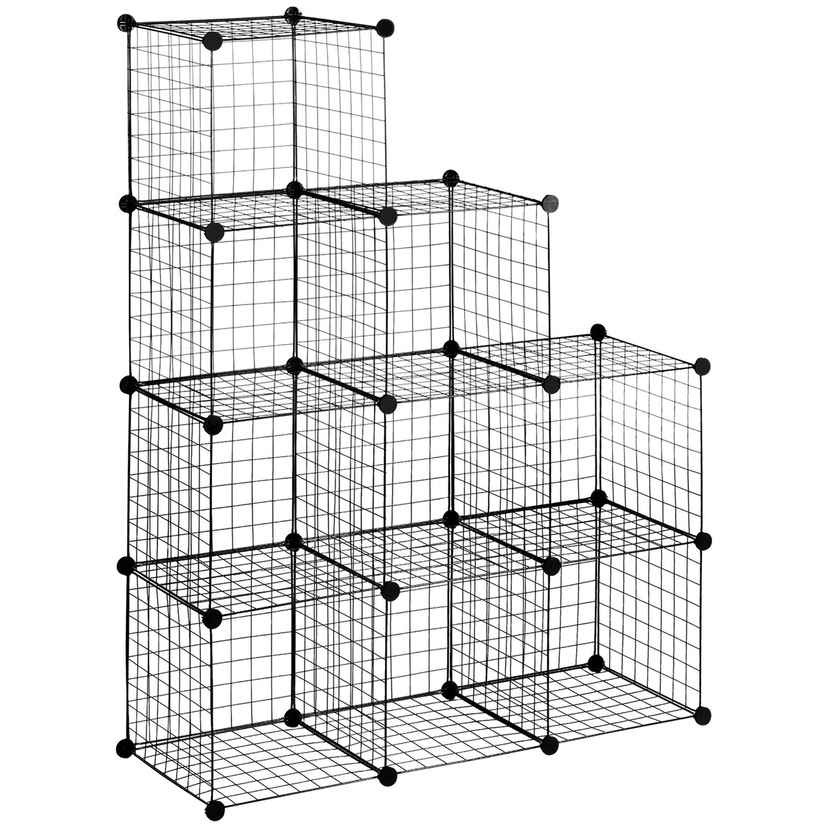 HOMCOM Steckregal, Würfelregal, Schuhregal, 9 Würfel, modularer Aufbau, Stahl, schwarz, 35 x 35 x 35 cm je