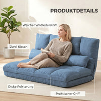 HOMCOM Bodensofa Schlafsofa Sofa, klappbar, verstellbare Rückenlehne, 102 cm x 73 cm x 60 cm , Blau – Produktabbildung 6