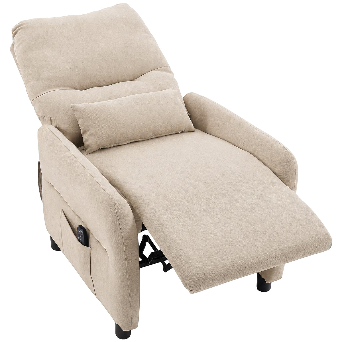 HOMCOM Relaxsessel mit Massage & Wärme, Liegefunktion, 2 Seitentaschen und ausziehbarer Fußstütze, Beige