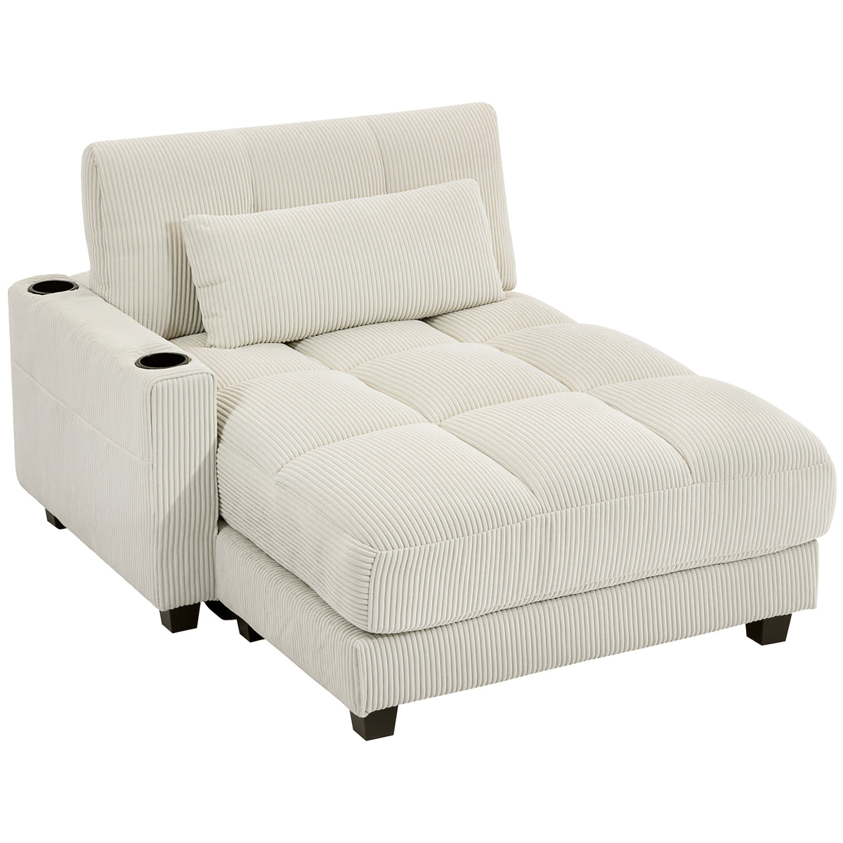 HOMCOM Sofa-Bett mit Kissen, Schaumstoff, zum Bett umwandelbar, Becherhalter, Cremeweiß