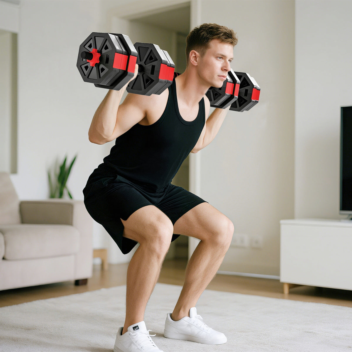 6-in-1 Hantelset Kurzhantel Set Kurzhanteln Langhanteln verstellbar 20 KG für Krafttraining Zuhause – Produktabbildung 2