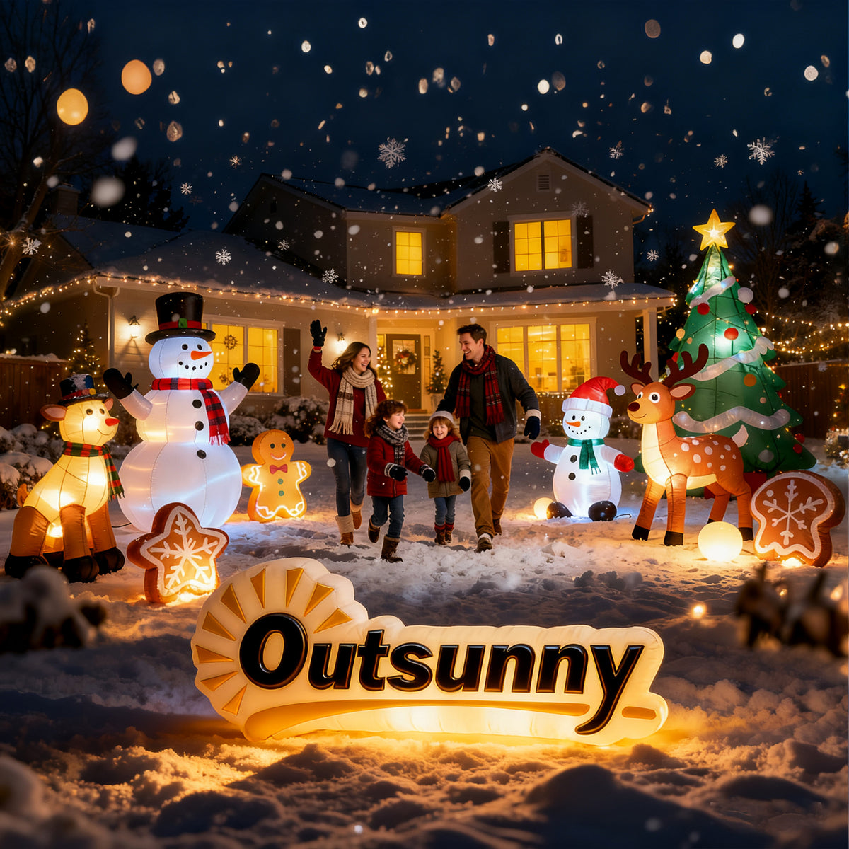 Outsunny Aufblasbare Weihnachtsdekoration, Weihnachtsmann in Schornstein, LEDs, Gebläse – Produktabbildung 9