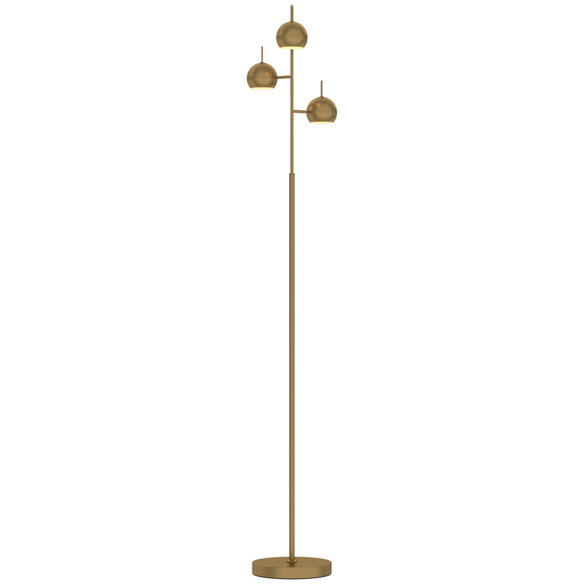 HOMCOM Stehlampe 350° verstellbar für Wohnzimmer und Büro Stehleuchte mit 3 Schirmen aus Stahl Gold