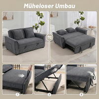 HOMCOM Futon-Schlafsofa, verstellbare Rückenlehne, 2-Sitzer mit 2 Kissen, Dunkelgrau – Produktabbildung 4
