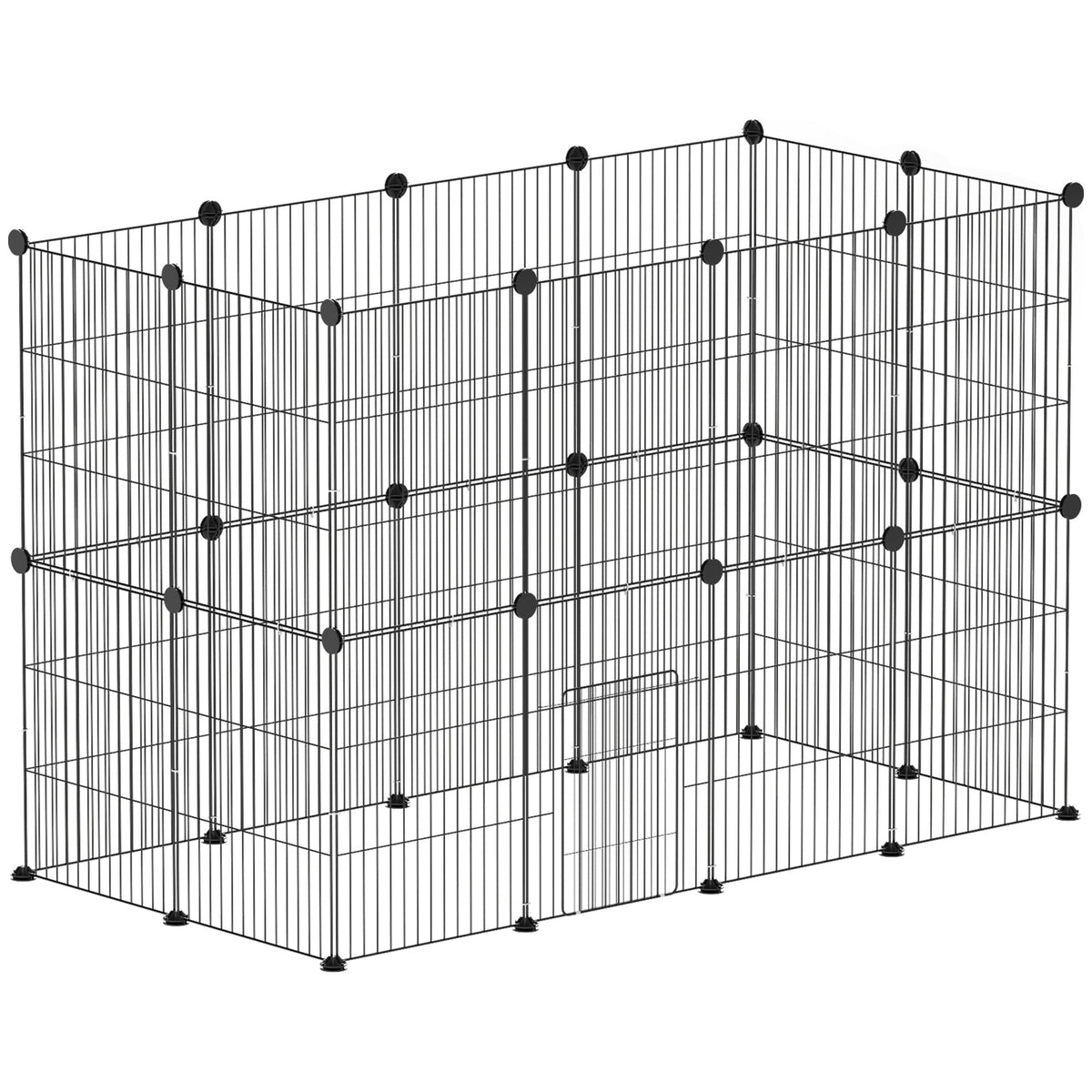 PawHut Kleintierkäfig, Außengehege, modulare Bauweise, 0,72 m² Fläche, Stahl, Schwarz