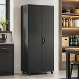 HOMCOM Aktenschrank, Abschließbar Metallschrank mit Rollen, Verstellbaren Ablagen, aus Stahl, 80 x 40 x – Produktabbildung 9