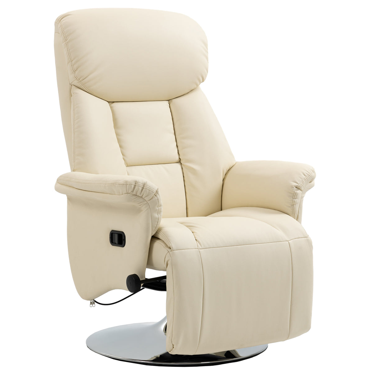 HOMCOM Relaxsessel, Liegefunktion, Lederoptik, Fußstütze, bis 150 kg, 78 x 80 x 109 cm, Creme