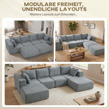 HOMCOM Modulares Ecksofa, U-Form Sofa mit breitem und tiefem Sitz, 2 Hocker, dunkelgrau – Produktabbildung 4