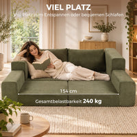HOMCOM Schlafsofa 4-in-1 Schlaffunktion ausziehbar Klappsofa Kissen 2 Sitzer Grün – Produktabbildung 5
