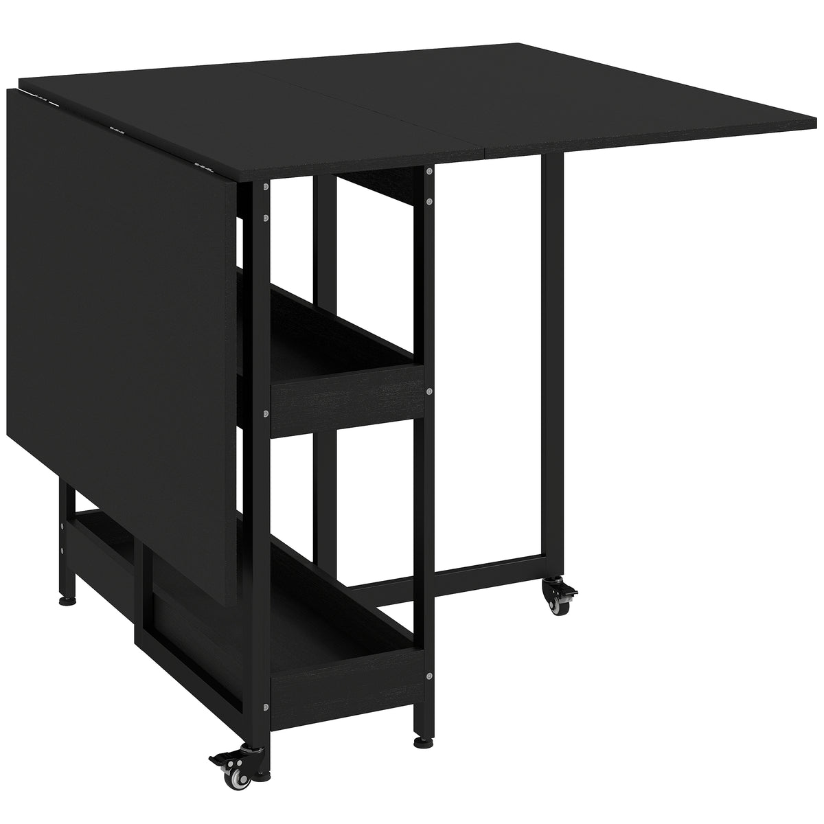 HOMCOM Klappbarer Esstisch im Industriedesign, für bis zu 4 Personen, offene Regale, flexibel, Metall
