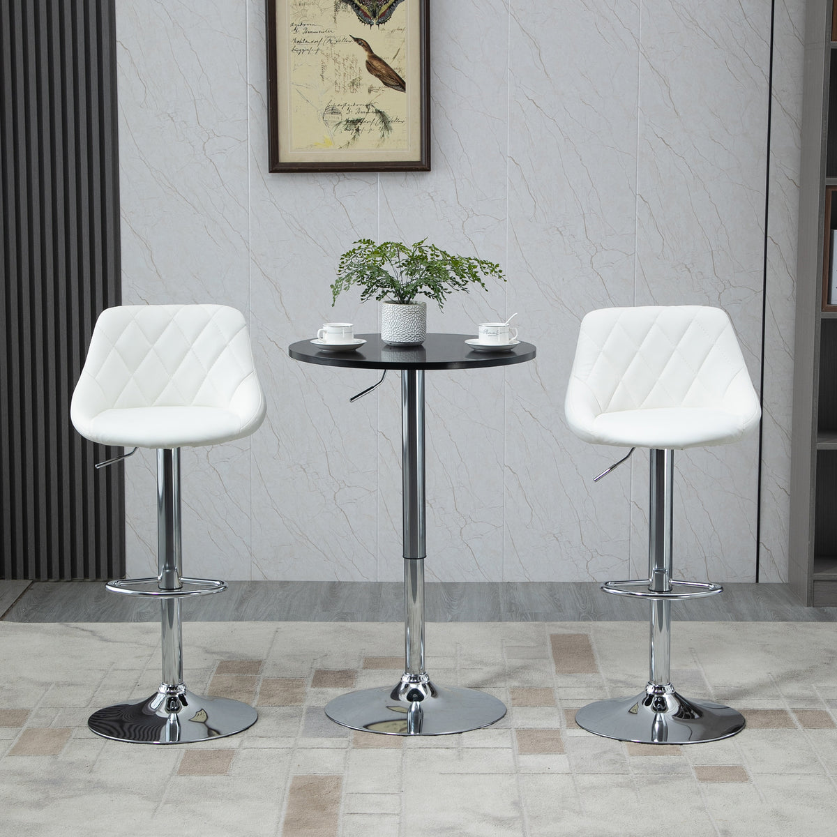HOMCOM Bartisch modern rund Esstisch 360° Drehtisch höhenverstellbarer Bistrotisch Stehtisch Küchentisch – Produktabbildung 2