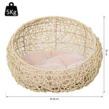 PawHut Rattan Katzenhöhle Katzenbett Katzenhaus mit Kissen Katzenzelt Haustierhaus für Katzen Hunde – Produktabbildung 3
