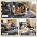 HOMCOM Chaiselongue 2 Sitzer Groß Schlafsofa 134 x 151 cm mit Becherhalter für Wohnzimmer, Grau – Produktabbildung 8