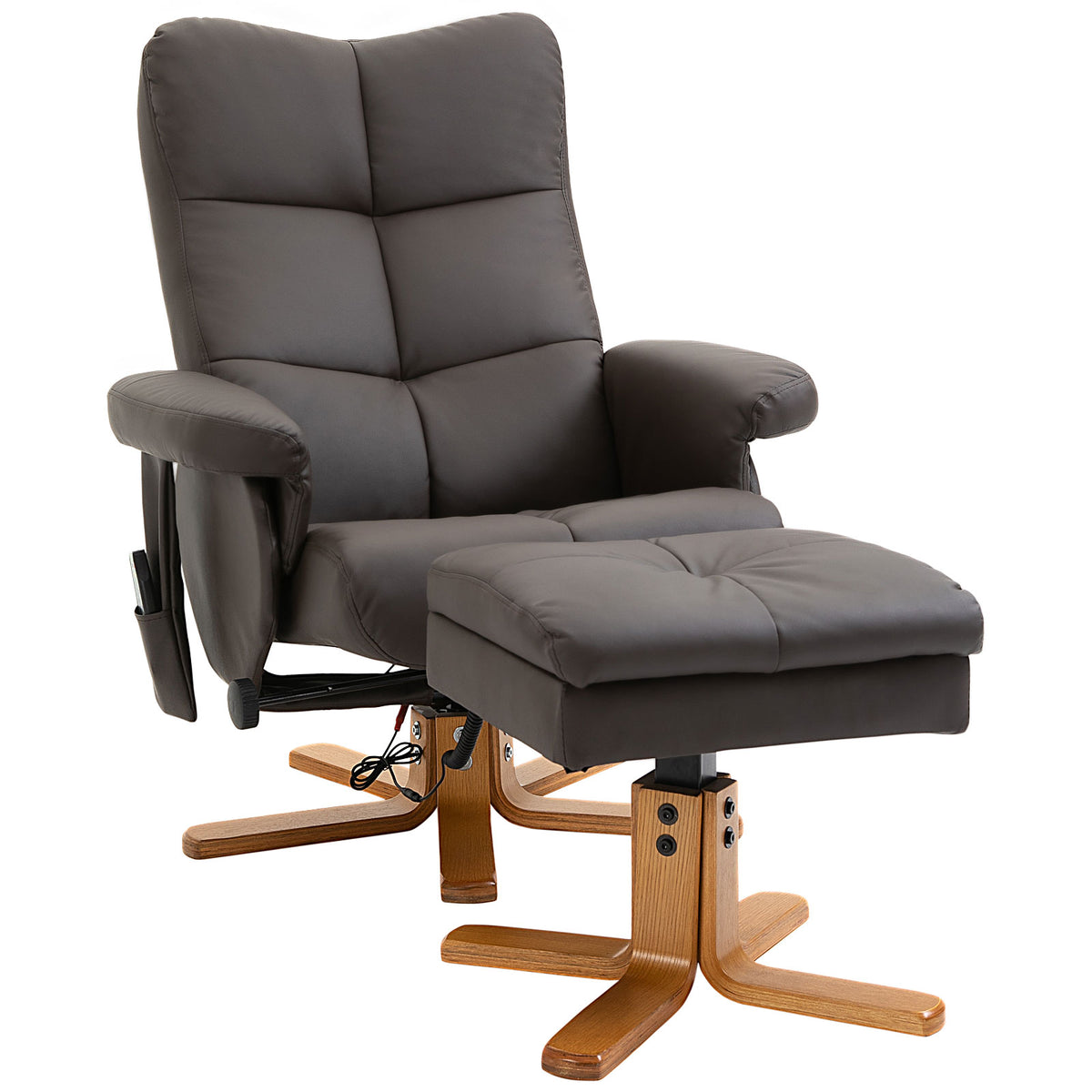 HOMCOM Relaxsessel mit Liegefunktion Massagesessel mit Fußhocker Fernsehsessel TV Sessel 145°-Neigung