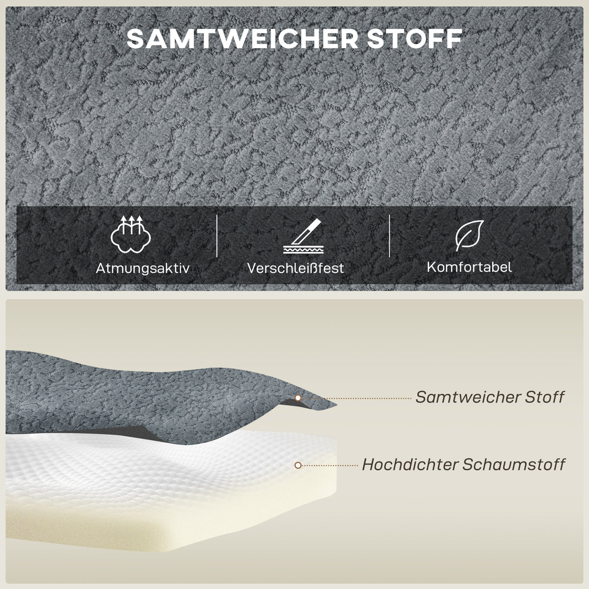 HOMCOM Modulares Ecksofa, U-Form Sofa mit breitem und tiefem Sitz, 2 Hocker, dunkelgrau – Produktabbildung 5