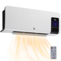 HOMCOM Elektro-Heizung, Wandmontage, Schwingfunktion, 2 Modi, Timer, LED-Anzeige, Weiß