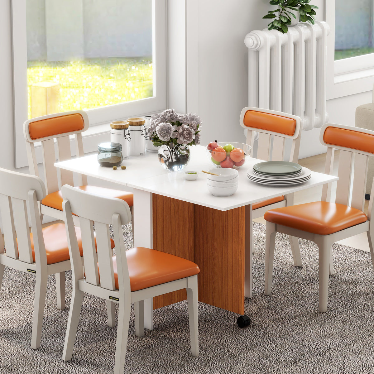 HOMCOM Ausklappbarer Esstisch Ausziehbarer Esstisch, mobil, modernes Design, 120 cm x 80 cm x 73 cm – Produktabbildung 2