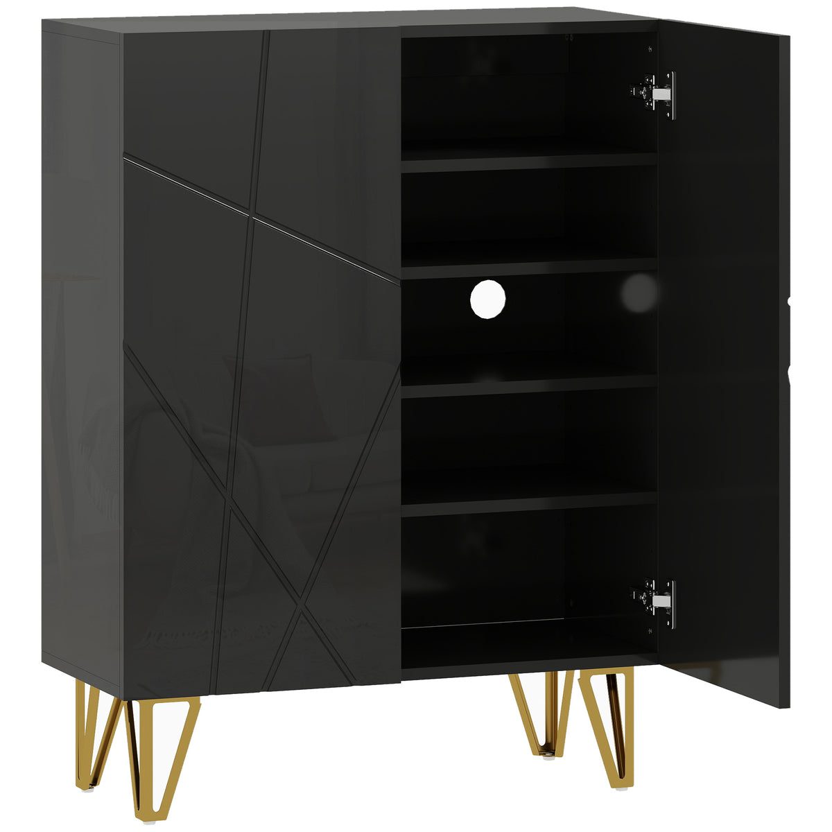 HOMCOM Schuhschrank mit 2 Türen, Schuhregal, Schuhaufbewahrung mit 3 Verstellbaren Ablagen 72 x 31,5 x 95 cm