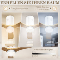 HOMCOM Deckenventilator mit LED-Licht, 6 Geschwindigkeiten, Fernbedienung, Hellbraun – Produktabbildung 4