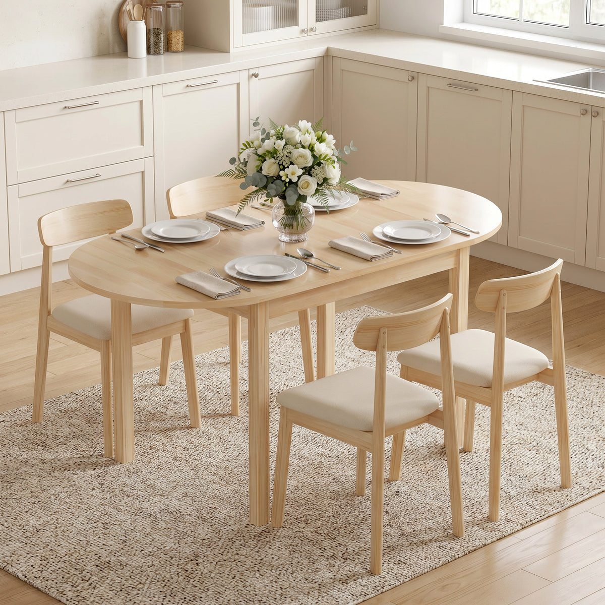 HOMCOM Esstisch aus Holz Klappbar Küchentisch für 6 Personen mit Drop-Leaf-Design 140 x 70 x 75 cm – Produktabbildung 2