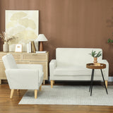 HOMCOM 2-Sitzer-Sofa, Doppelsitzsofa mit Kautschukholzbeinen, Polstersofa für Wohnzimmer, Schlafzimmer – Produktabbildung 9