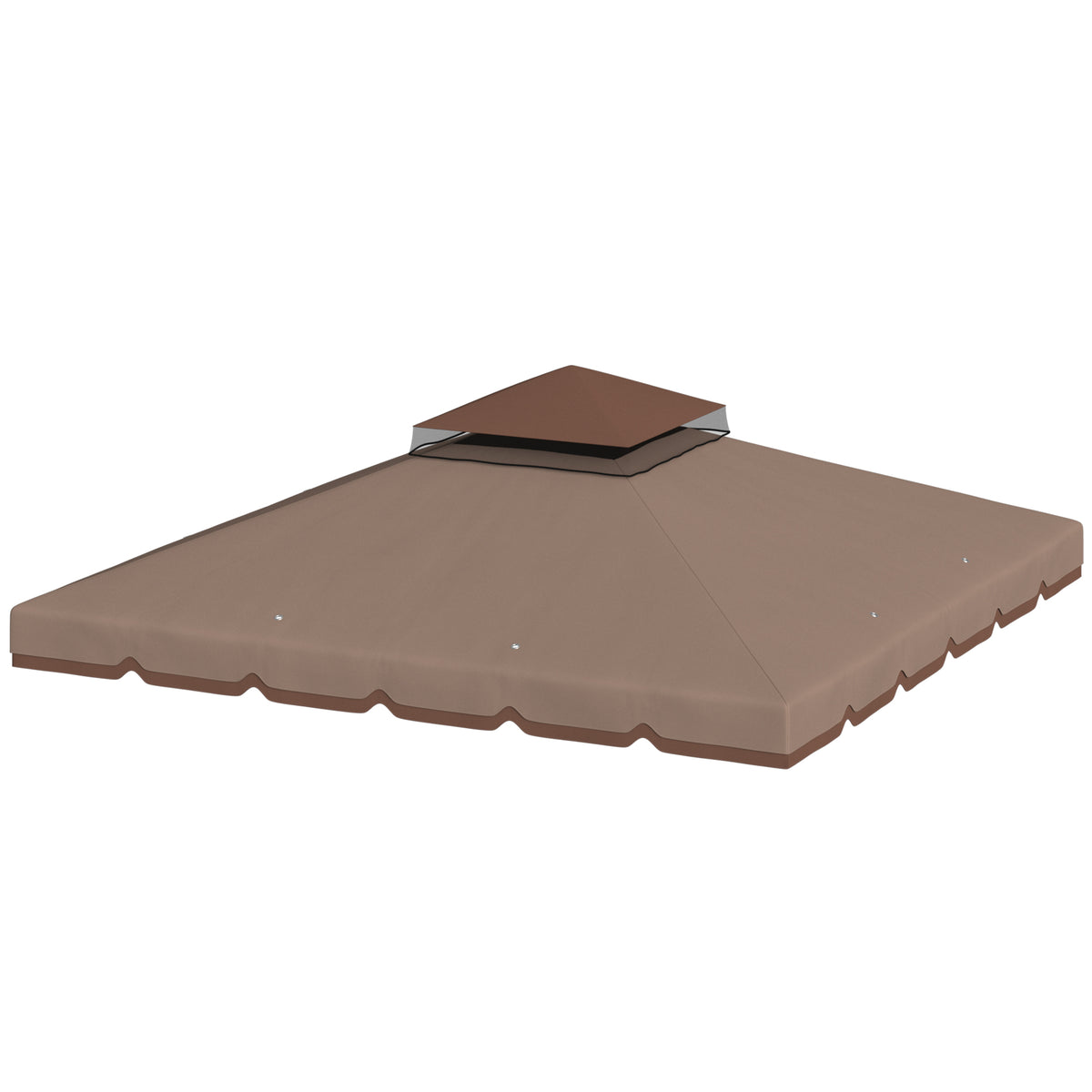 Outsunny Ersatzdach für Pavillon 3x3m Wasserabweisend Pavillondach mit Doppeldach Wasserablauflöchern Khaki