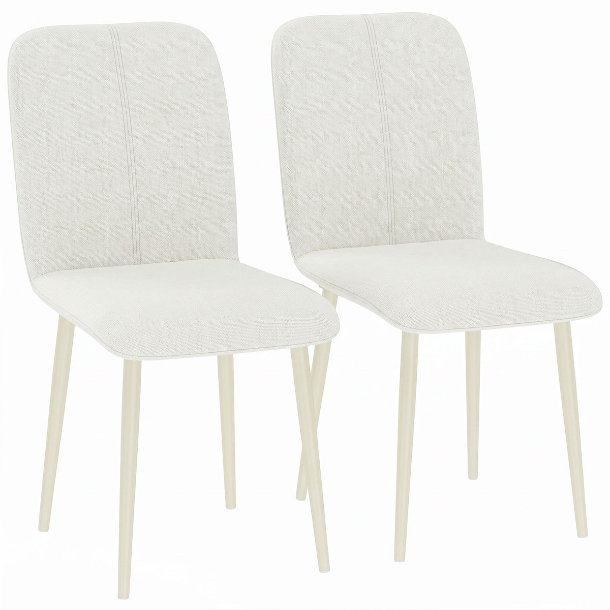 HOMCOM Esszimmerstühle 2er-Set, gepolsterte Küchenstühle in Leinenoptik mit leichten Beinen, Creme