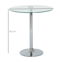 HOMCOM Runder Esstisch mit Glastischplatte, Metallgestell, Silberfarben – Produktabbildung 3