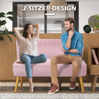 HOMCOM Sofa 2-Sitzer Stoffsofa Couch Polstersofa Loungesofa breit Rosa – Produktabbildung 6